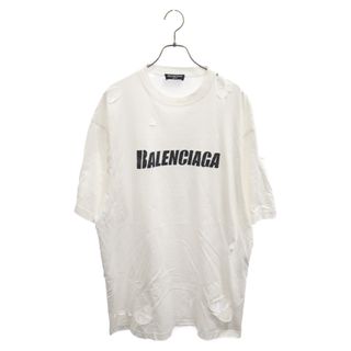 バレンシアガ(Balenciaga)のBALENCIAGA バレンシアガ 21SS Caps Destroyed Flatground Tee デストロイフラットグラウンドTシャツ 半袖カットソー ダメージ加工 ホワイト 651795 TKVB8(Tシャツ/カットソー(半袖/袖なし))