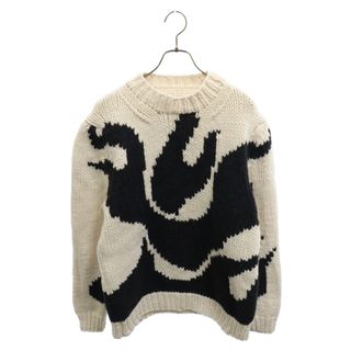 ルイヴィトン(LOUIS VUITTON)のLOUIS VUITTON ルイヴィトン 21SS Flame Crewneck Runway フレイム インタルシア プルオーバー クルーネックニットセーター ホワイト/ブラック RM211 TPA HKN81W(ニット/セーター)