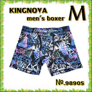 M✿KINGNOVA✿メンズ ボクサー 前開き＜英字＞✿9890S(ボクサーパンツ)