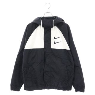 ナイキ(NIKE)のNIKE ナイキ Nsw Woven Hooded Jacket CJ4888-011 ダブルスウッシュ ナイロンジップジャケット ブラック/ホワイト(ナイロンジャケット)