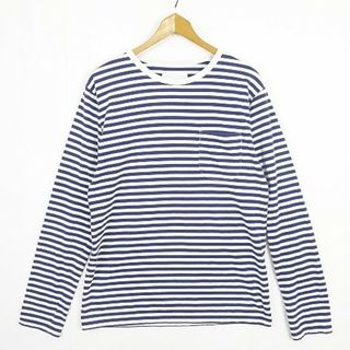 ナナミカ(nanamica)のnanamica ボーダー カットソー 長袖 Tシャツ M ブルー/ホワイト(Tシャツ/カットソー(七分/長袖))