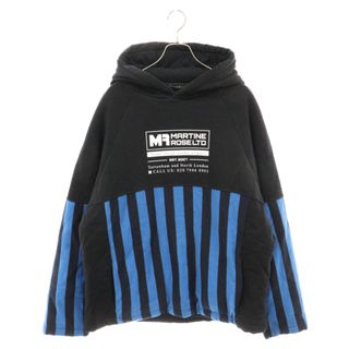 MARTINE ROSE マーティンローズ 19SS STRIPE PULLOVER HOODIE ストライプ スウェット プルオーバーパーカー ブラック/ブルー(パーカー)