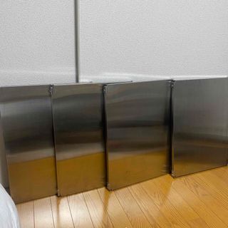 ムジルシリョウヒン(MUJI (無印良品))の4枚セット　ステンレスユニットシェルフ　ステンレス追加棚　金具つき(リビング収納)