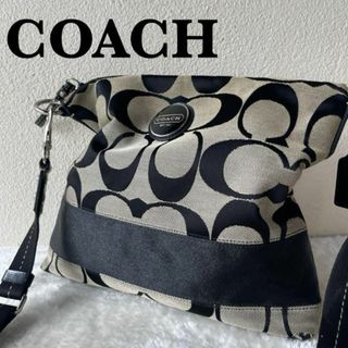 コーチ(COACH)の美品✨COACH コーチショルダーバッグハンドバッグシグネチャー総柄ブラック黒(ショルダーバッグ)