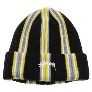 ステューシー(STUSSY)のSTUSSY ステューシー VERTICAL STRIPE CUFF BEANIE ストライプカフビーニー 帽子 ブラック(ニット帽/ビーニー)