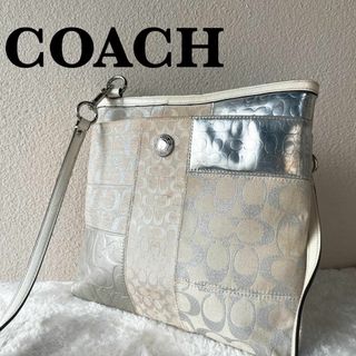 コーチ(COACH)のレア✨COACH コーチショルダーバッグハンドバッグシルバー銀シグネチャー総柄(ショルダーバッグ)