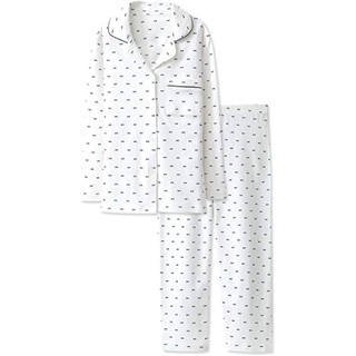 S-Lifeeling パジャマ 綿100% 上下セット 女の子 長袖 白色(パジャマ)