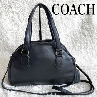 コーチ(COACH)の美品 オールドコーチ ドーム 2way ハンドバッグ ショルダーバッグ ブラック(ハンドバッグ)