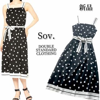 Sov. - 新品 Sov. ダブルスタンダード ワンピース ドット ウエストリボン 大人綺麗