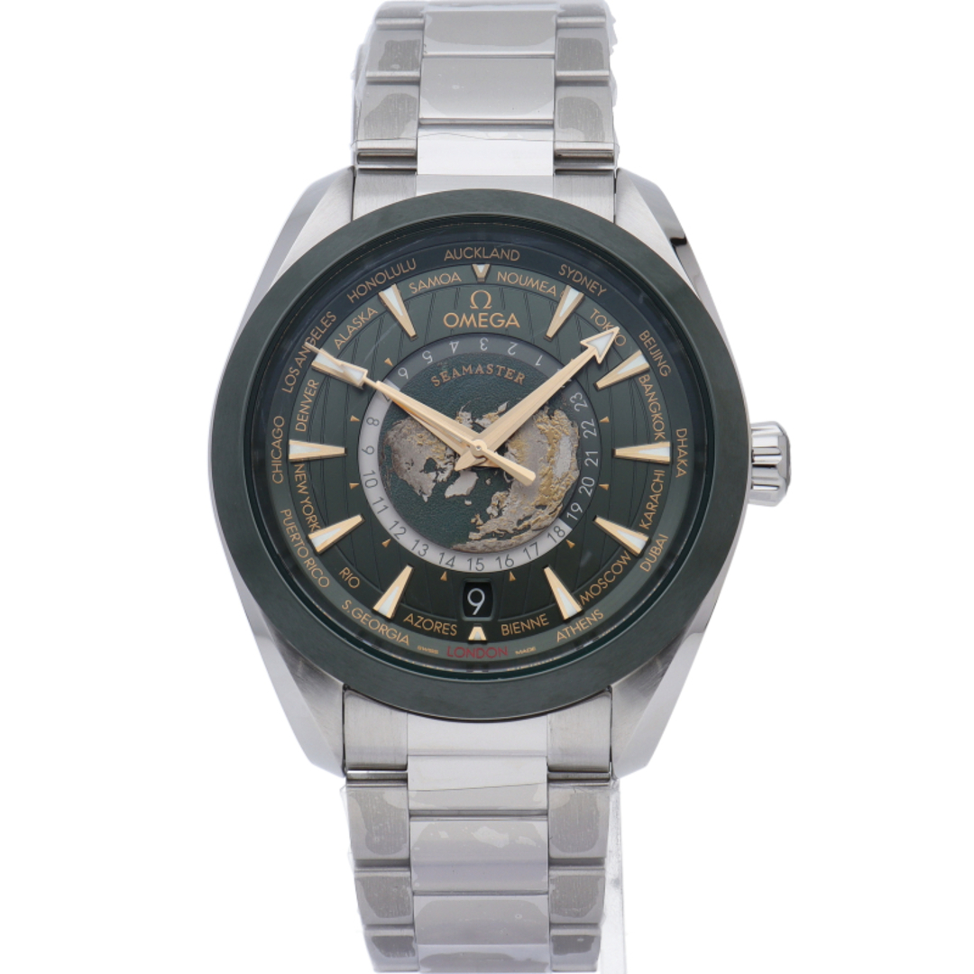 OMEGA(オメガ)のオメガ シーマスター アクアテラ 150M ワールドタイマー コーアクシャル 43mm グリーン Seamaster Aqua 150M Terra Co-Axial Master Chronometer 220.30.43.22.10.001 箱 保証書 SS メンズ時計 グリーン 美品 【未使用】 メンズの時計(その他)の商品写真