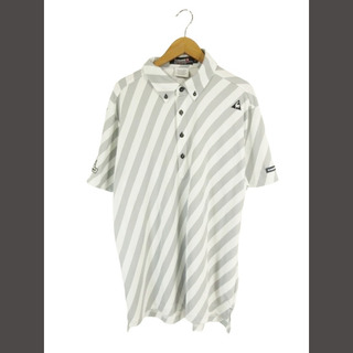 ルコックスポルティフ(le coq sportif)のルコックスポルティフ  ポロシャツ ボタン 半袖 ロゴ  白 グレー LL(ウエア)