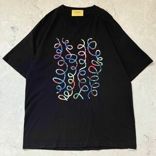 7x7 - 【セブンバイセブン】サイズL 日本製 カラフル刺繍 Tシャツ 黒 sevenby