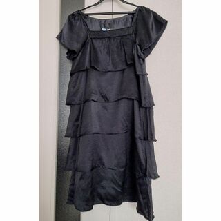 絹 シルク 黒ワンピース ドレス UNTITLED 美品　サテン