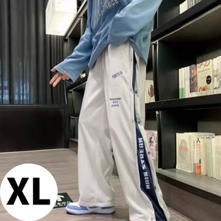 【大人気♪】XL　ボトムス　ジャージ　ホワイト　ゆったり　オーバーサイズ　韓国(ワークパンツ/カーゴパンツ)