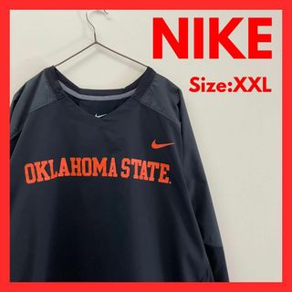 ナイキ(NIKE)の【美品】古着　ナイキ　カレッジロゴ　プルオーバー　ブラック　メンズ　XXL(スウェット)