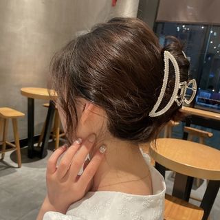 【未使用品】 大きい ヘアクリップ パール キラキラ クリップ まとめ髪  韓国(バレッタ/ヘアクリップ)