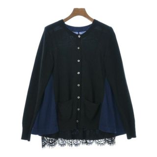 サカイ(sacai)のsacai サカイ カーディガン 1(S位) 黒x紺 【古着】【中古】(カーディガン)