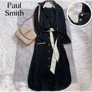 ポールスミス(Paul Smith)の【 ポールスミス】美品✨大人っぽ ♡ロング シャツ ワンピース バイカラー(ロングワンピース/マキシワンピース)