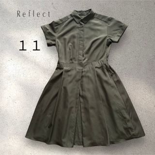 ReFLEcT - リフレクト　半袖ワンピース　11 カーキ　シャツワンピ　膝丈　フレア　ワールド