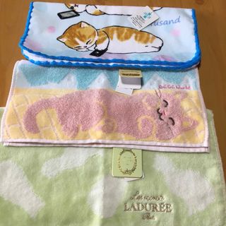 ラデュレ(LADUREE)のラデュレ他ネコタオルハンカチ３枚(ハンカチ)