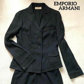 Emporio Armani - エンポリオアルマーニ　スカートスーツ上下　ブラック　S相当　しつけ糸