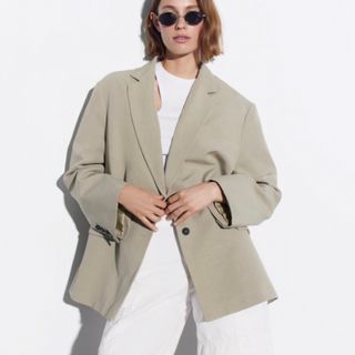 ZARA - ZARA ザラ　リネン　ジャケット　ブレザー　オーバーサイズ