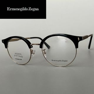 Ermenegildo Zegna - エルメネジルドゼニア メガネ ボストン 新品 アジアンフィット ブラック 黒