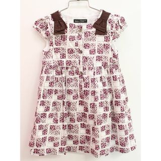 ベベ(BeBe)の【夏物 新入荷!】♪ベベ/bebe♪100cm 半袖ワンピース 小豆色×ピンク系【中古】子供服 キッズ kids 女の子 夏 onepi  825042(ワンピース)