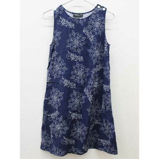 アニエスベー(agnes b.)の【夏物 新入荷!】▽アニエスb/アニエスベー/agnes b. ENFANT▽145cm ノースリーブワンピース 紺×白 '22年製 麻100％【中古】子供服 キッズ kids ジュニア 女の子 夏 onepi 725042(ワンピース)