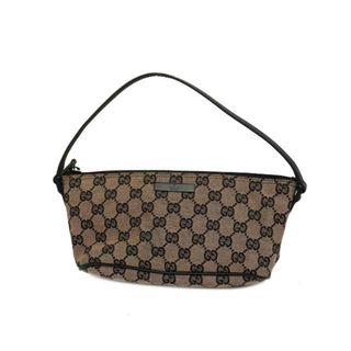 グッチ(Gucci)の【4ie5561】グッチ ポーチ/GGキャンバス/07198/キャンバス/ブラウン/ブラック 【中古】 レディース(ポーチ)