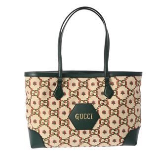 Gucci - グッチ  100周年限定 GG柄 トートバッグ グリーン/アイボリー