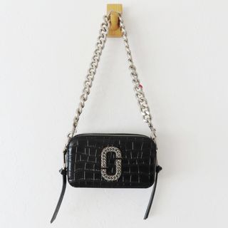 マークジェイコブス(MARC JACOBS)のS06 MARC JACOBS マークジェイコブス スナップショット クロコ型押しレザー ショルダーバッグ チェーンバッグ ブラック/シルバー(ショルダーバッグ)