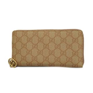 グッチ(Gucci)の【4ie5595】グッチ 長財布/GGスプリーム/307982/PVC/ピンクベージュ/シャンパンゴールド金具 【中古】 レディース(財布)