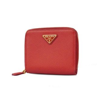 プラダ(PRADA)の【4ie5656】プラダ 財布/サフィアーノ/レザー/レッド/ゴールド金具 【中古】 レディース(財布)