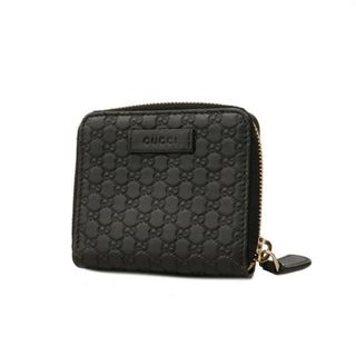 グッチ(Gucci)の【4ie5657】グッチ 財布/マイクログッチシマ/449395/レザー/ブラック/ゴールド金具 【中古】 レディース(財布)