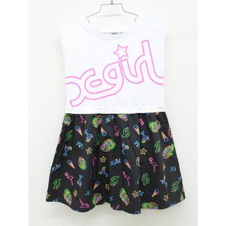 【夏物 新入荷!】▲エックスガール/X-girl Stages▲122cm 半袖ワンピース 白×黒【中古】子供服 キッズ kids 女の子 夏 onepi 725042(ワンピース)