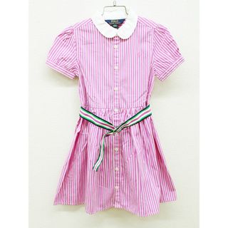 ラルフローレン(Ralph Lauren)の【夏物 新入荷!】▲ラルフローレン/Ralph Lauren▲120cm(6) 半袖シャツワンピース ピンク系 ストライプ ベルト付き【中古】子供服 キッズ kids 女の子 夏 onepi 725042(ワンピース)