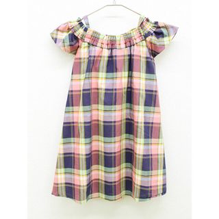 【夏物 新入荷!】▲コムサ・フィユ/COMME CA FILLE▲120cm 半袖/オフショルダーワンピース ピンク×紺系 チェック【中古】子供服 キッズ kids 女の子 夏 onepi 725042(ワンピース)