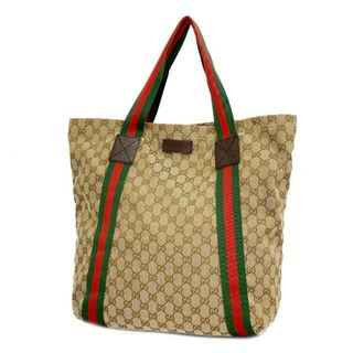 グッチ(Gucci)の【4ie5628】グッチ トートバッグ/GGキャンバス/シェリーライン/189669/キャンバス/ブラウン 【中古】 レディース(トートバッグ)