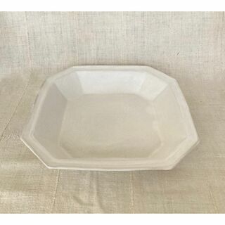 安部太一 白釉角深皿/八角深皿/あべたいち/陶器 器 うつわ 民藝品 工芸品(食器)