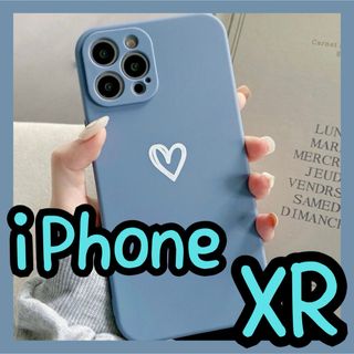 【iPhoneXR】iPhoneケース ブルー ハート 手書き 青 紺 シンプル(iPhoneケース)