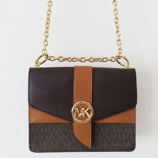 マイケルコース(Michael Kors)のS06 MICHAEL KORS マイケルコース MKロゴ ターンロック PVC/レザー チェーン ショルダーバッグ ブラウン(ショルダーバッグ)