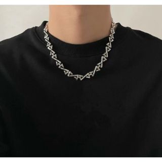 【新品】　ネックレス　チェーン　ストリート　ヒップホップ　シルバー(ネックレス)