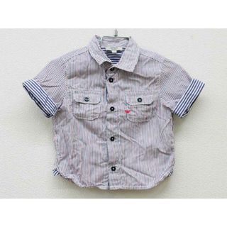 【夏物 新入荷!】▽アルマーニベビー/Armani baby▽82cm 半袖シャツ 白×紺系 袖折り返し可【中古】子供服 キッズ kids ベビー服 baby 男の子 夏 tops 425042(シャツ/カットソー)