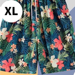 【新入荷！】XL　メンズ　短パン　ズボン　半ズボン　総柄　アロハ　南国　ビーチ(ショートパンツ)