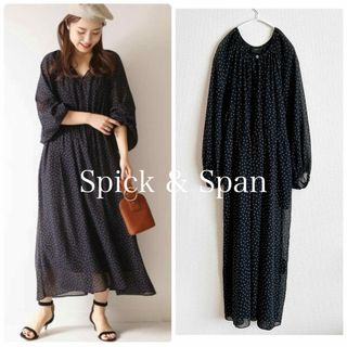 スピックアンドスパン(Spick & Span)のスピックアンドスパン  ドットボリュームスリーブワンピース(ロングワンピース/マキシワンピース)