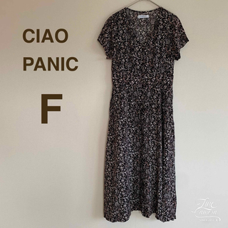 Ciaopanic - チャオパニック ロングワンピース 花柄 ブラック 薄手 体型カバー フレア 夏