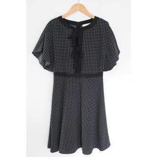 ケイトスペードニューヨーク(kate spade new york)の【夏物 新入荷】●kate spade new york/ケイトスペードニューヨーク●ドットリボンワンピース/半袖/膝丈 ブラック/黒 レディース 2【中古】夏 onepi 825042(その他)