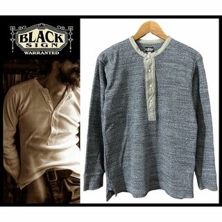 美品 ブラックサイン 肉厚 1920s ヘンリーネック カットソー Tシャツ L(Tシャツ/カットソー(七分/長袖))