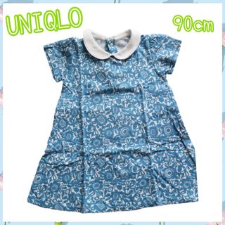 ユニクロ(UNIQLO)のUNIQLO ワンピース　半袖　花柄　90cm(ワンピース)